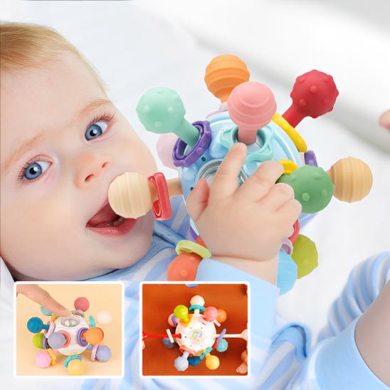 hochet bebe sensoriel bleu