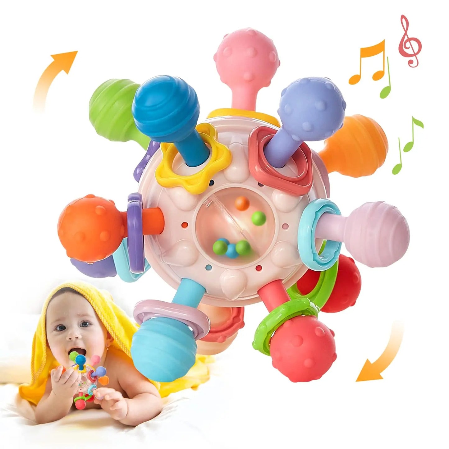 hochet bebe sensoriel rose